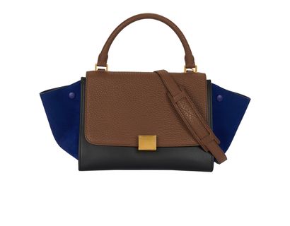 Small Trapeze, &pound;420, Handbags, Black/Blue/Brown, Leather/Suede, Front view